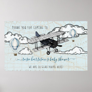 Vintages Flugzeug   Travel Baby Dusche Willkommen Poster