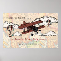 Vintages Flugzeug | Travel Baby Dusche Willkommen