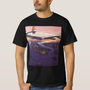 Vintages Flugzeug über dem Hudson River, New York  T-Shirt