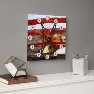 Vintages Flugzeug von Shirley Taylor Quadratische Wanduhr