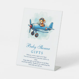 Vintages Flugzeug Welpen Pilot Baby Dusche Geschen Sockelschild