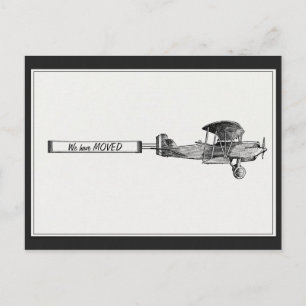 Vintages Flugzeug Wir haben uns bewegt Ankündigungspostkarte