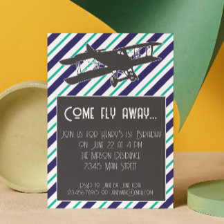 Vintages Flugzeug zum Geburtstag Einladung