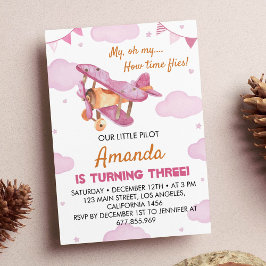 Vintages Flugzeug zum Geburtstag Einladung Fliegen