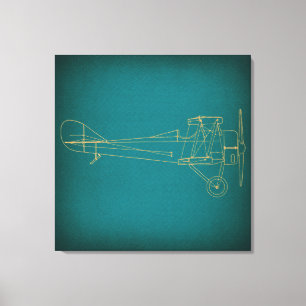 Vintages Flugzeugdiagramm Aquamariner blauer Retro Leinwanddruck