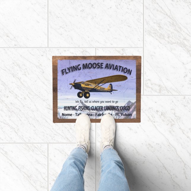 Vintages Flying Moose Aviation-Zeichen Fußmatte (Indoor)
