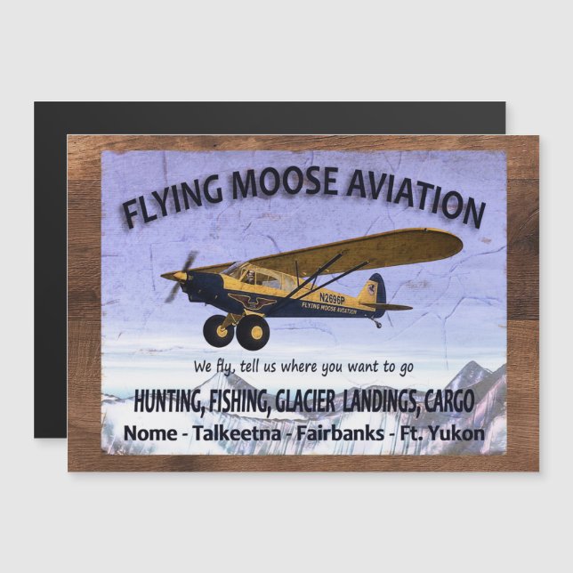Vintages Flying Moose Aviation-Zeichen Magnetkarte (Vorne/Hinten)