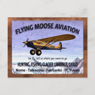Vintages Flying Moose Aviation-Zeichen Postkarte