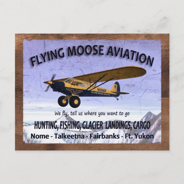 Vintages Flying Moose Aviation-Zeichen Postkarte (Vorderseite)