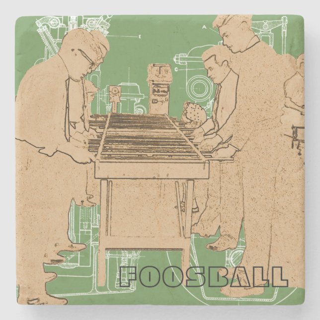 VINTAGES FOOSBALL FUZBOLL FOTO ART TABLE FOOTBALL STEINUNTERSETZER (Vorderseite)