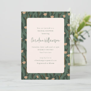 Vintages Forest Green Blush Blumengebirge Brautpar Einladung