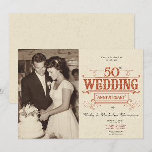 Vintages Foto 50. Hochzeitstag Einladung