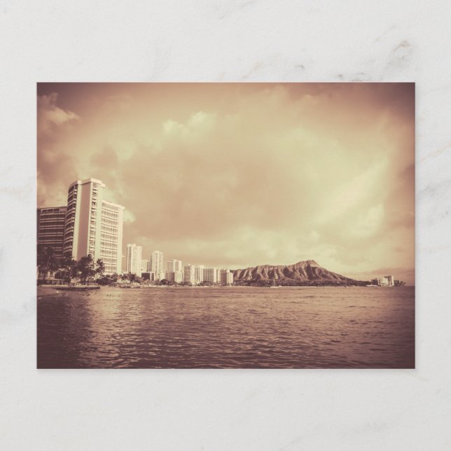 Vintages Foto am Strand von Hawaii Postkarte (Vorderseite)