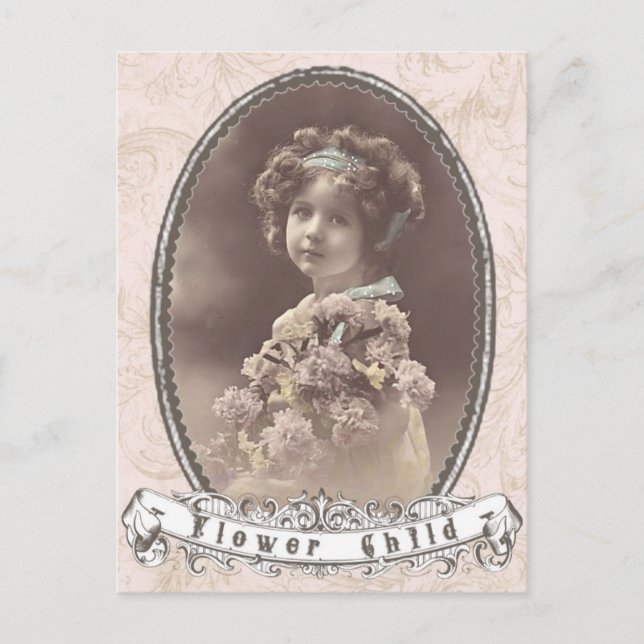 Vintages Foto Blume Kinderkarte Postkarte (Vorderseite)