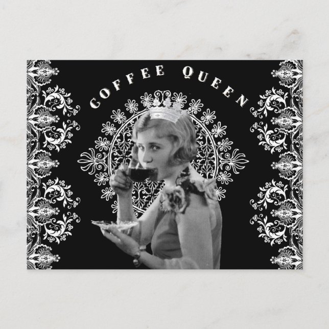Vintages Foto Coffee Queen Postkarte (Vorderseite)