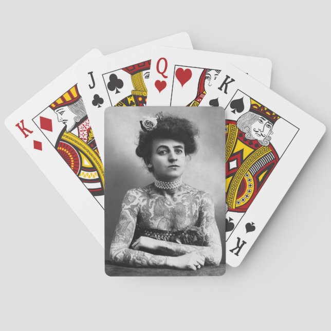 Vintages Foto der Tattooischen Lady Playing Cards Spielkarten (Rückseite)
