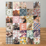 Vintages Foto für Patchwork-Effekt Quilt-Muster Fleecedecke<br><div class="desc">Vintage Patchwork-Decke mit 15 Fotos für den eigenen Wechsel,  verschiedenen Quiltmuster-Quadraten und dem Wort "DREAM",  das auch personalisiert sein kann. ACHTUNG: Dies ist eine vollbedruckte Decke,  die einen Patchwork-Effekt erzeugt,  die Patches werden nicht wie ein traditionelles Steppset zusammengenäht.</div>