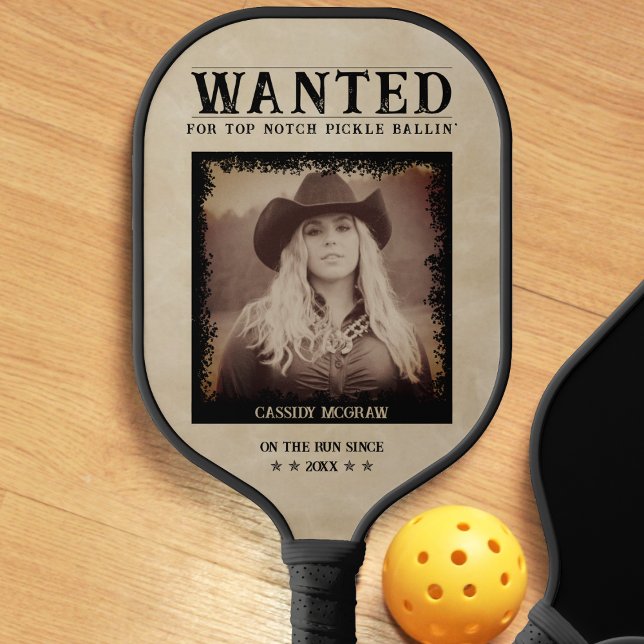 Vintages Foto Gewollt Poster Funny Pickleball Schläger (Vintage Photo Wanted Poster Funny Pickleball Paddle)