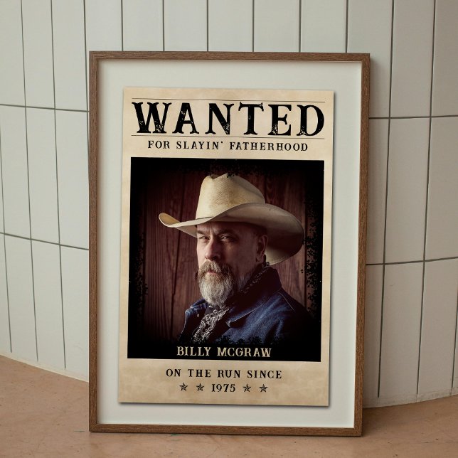 Vintages Foto Gewollt Poster Funny Vatertag (Vintage Photo Wanted Poster Funny Father's Day
)