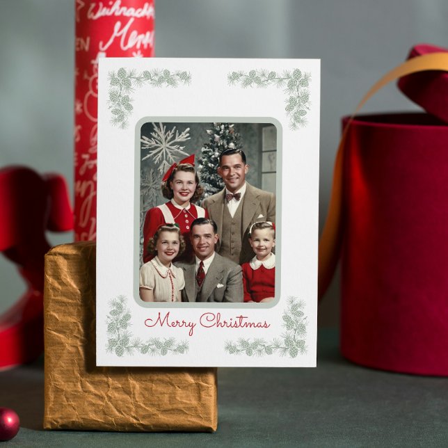Vintages Foto Grüne Kiefernrahmen Weihnachten (Von Creator hochgeladen)