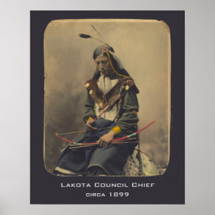 Vintages Foto Indianerpräsident Lakota Poster