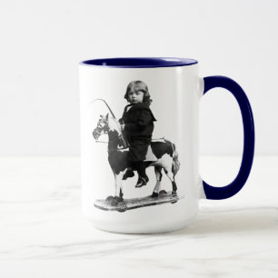 VINTAGES FOTO JUGEND IN HOLZHORSE Ringer Tasse