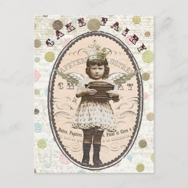 Vintages Foto Kuchenmärchen Postkarte (Vorderseite)