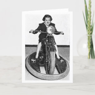 Vintages Foto - Mädchen im Rad Karte
