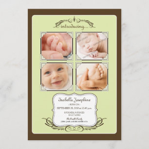 Vintages Foto Quad 12x18" Limone Geburtsankündigun Ankündigung