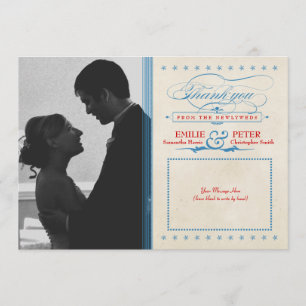 Vintages Foto Rot, Weiß und Blau Danke Karte