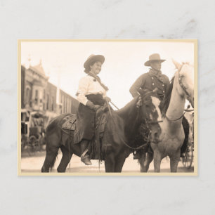 Vintages Foto von Cowgirl und Cowboy 1908 Postkarte