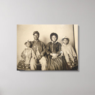 Vintages Foto von Gewerkschaft Soldat mit Familie Leinwanddruck