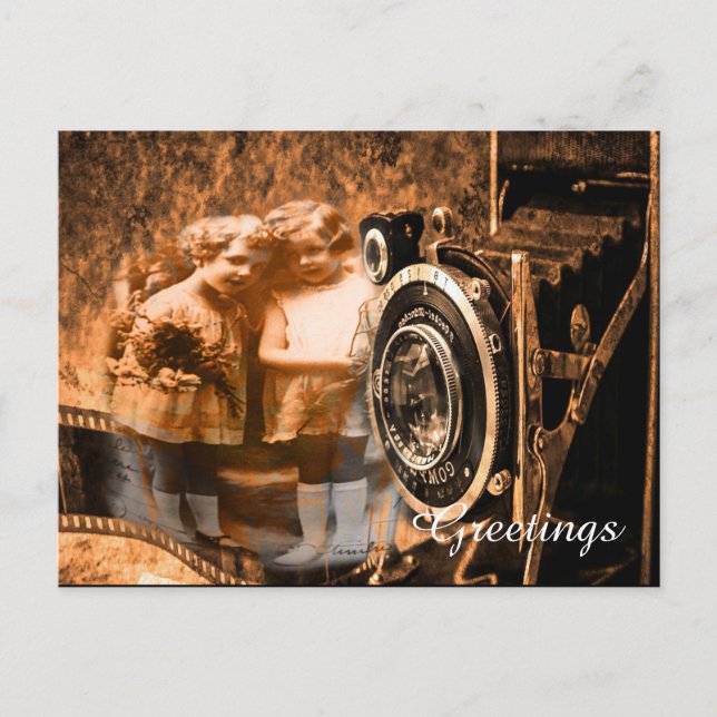 Vintages Foto von zwei Kindern, die Postkarte (Vorderseite)