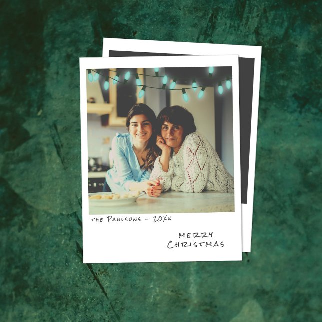 Vintages Foto Weihnachtskarte - Blue Lights Feiertagskarte (Von Creator hochgeladen)