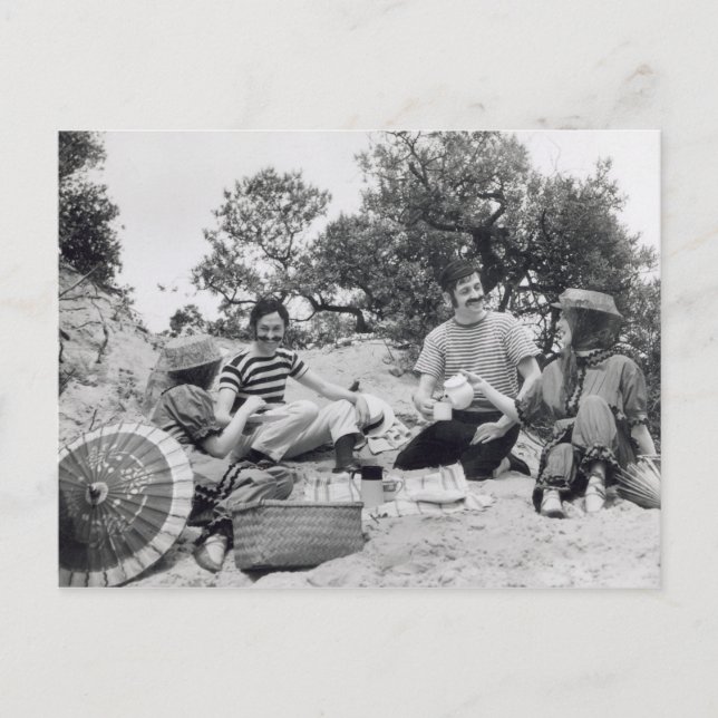 Vintages Fotografie Edwardian Picknick auf dem Postkarte (Vorderseite)