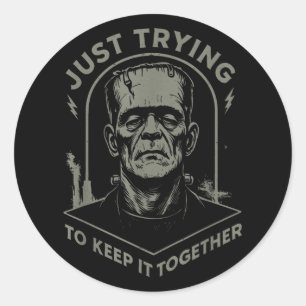 Vintages Frankenstein Monster nur versuchen, I Beh Runder Aufkleber