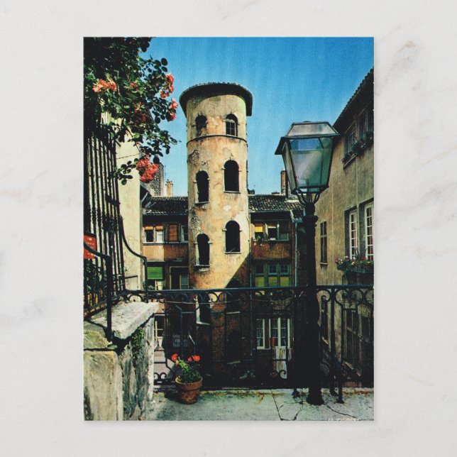 Vintages Frankreich, AltLyon, Seidenweberviertel Postkarte (Vorderseite)