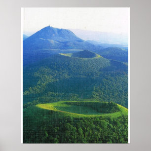 Vintages Frankreich, Auvergne, Vulkankrater Poster