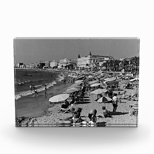 Vintages Frankreich Cannes Strand Fotoblock (Vorderseite)