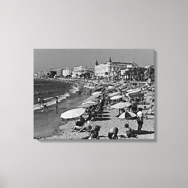 Vintages Frankreich Cannes Strand Leinwanddruck (Vorderseite)