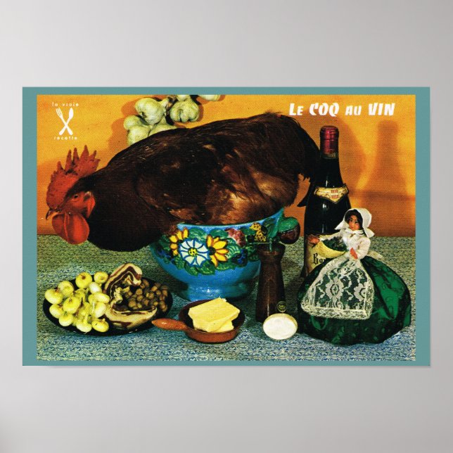 Vintages Frankreich, Küche, Le Coq au Vin Poster (Vorne)