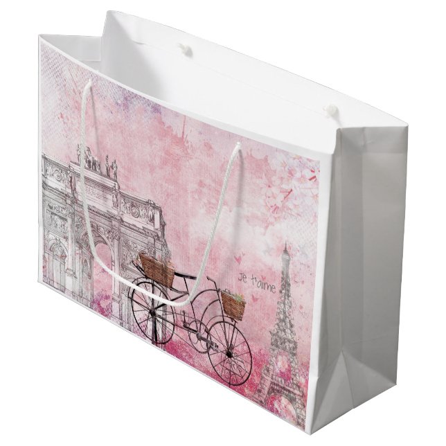 Vintages Frankreich Paris Große Geschenktüte (Vorderseite Schrägansicht)