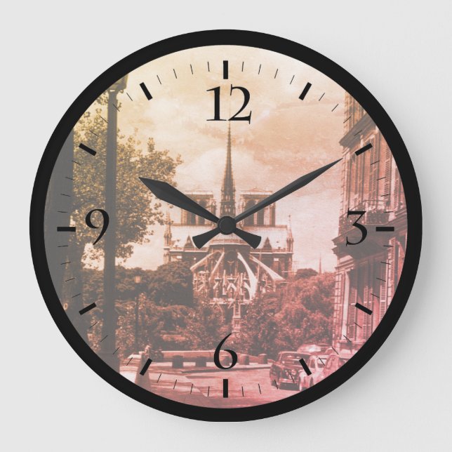 Vintages Frankreich Paris Notre dame Saint Lupis Große Wanduhr (Vorderseite)