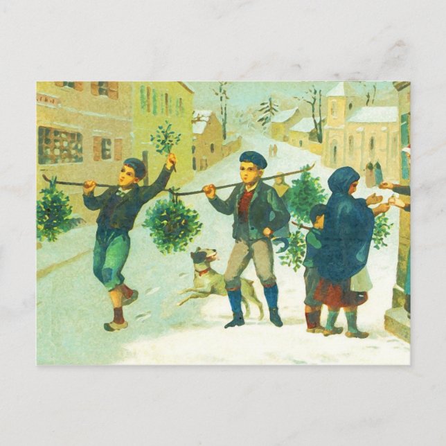 Vintages Frankreich Stadt Weihnachten Postkarte (Vorderseite)