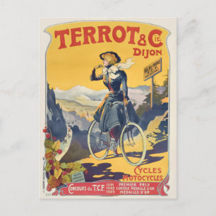 Vintages Frankreich - Werbung für Fahrradreisen Postkarte