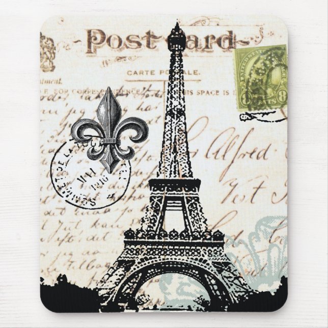 Vintages Franzose-Eiffel-Turm mousepad (Vorne)
