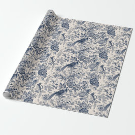 Vintages Französisch Blue Toile Fleurie Geschenkpapier