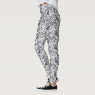 Vintages Französisch Blue Toile Fleurie Leggings