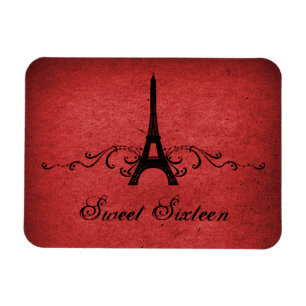 Vintages Französisch Blüh Sweet 16 Magnet, Rot Magnet