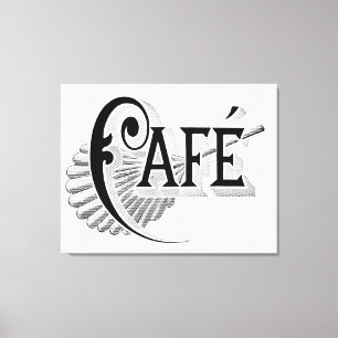 Vintages Französisch-Chic Deko-Café Logo Wand Kuns Leinwanddruck
